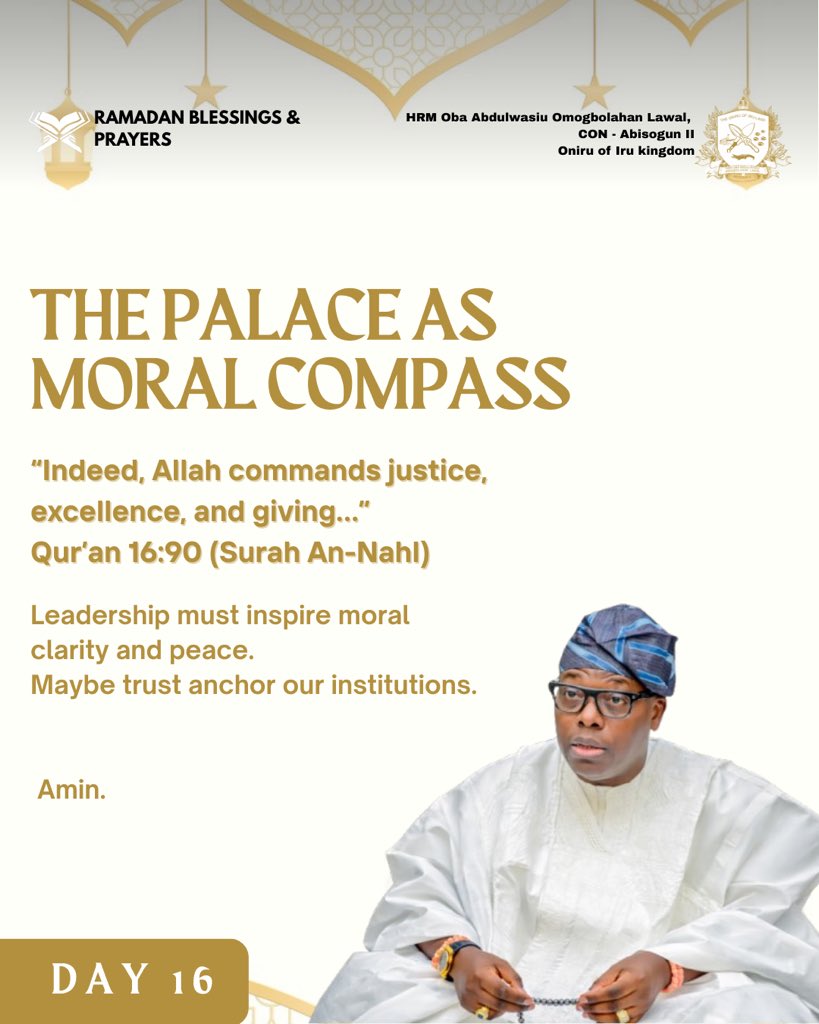 HRMOniru's tweet photo. The Palace as Moral Compass - Quran 16:90 (Surah An - Nahl)
May justice, fairness and excellence continue to thrive in our communities.
Amin.
#RamadanDay16
#TheBlessingsofRamadan
#HRMRAMADANTEACHINGS https://t.co/uAjVvO77pM