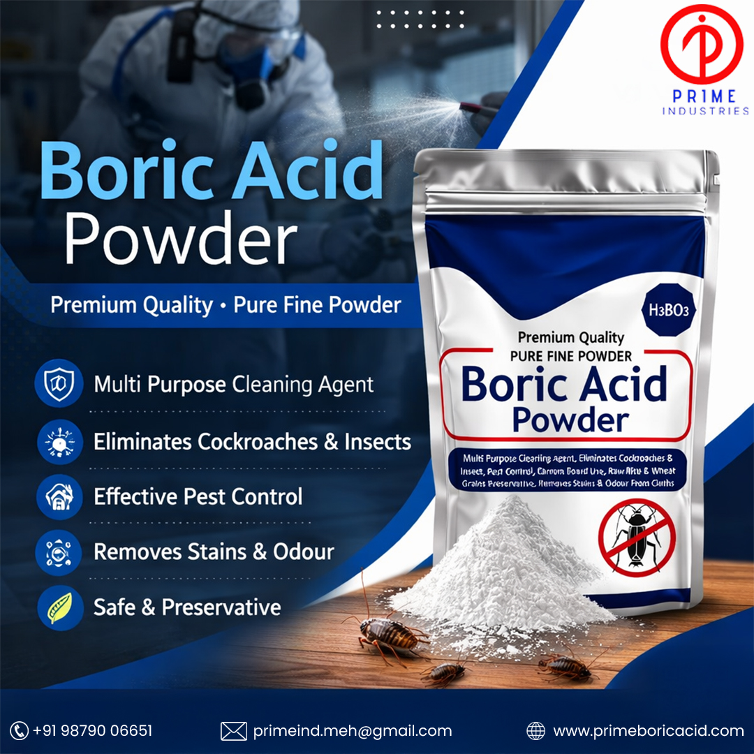 PIndustrie34121's tweet image. ✨ Premium Quality Boric Acid Powder for Multiple Uses!

📞 +91 98790 06651
📧 primeind.meh@gmail.com
🌐 primeboricacid.com

#BoricAcid #PestControl #CleaningSolution #IndustrialChemical #CockroachControl #MultipurposeCleaner #PrimeIndustries #ChemicalProducts