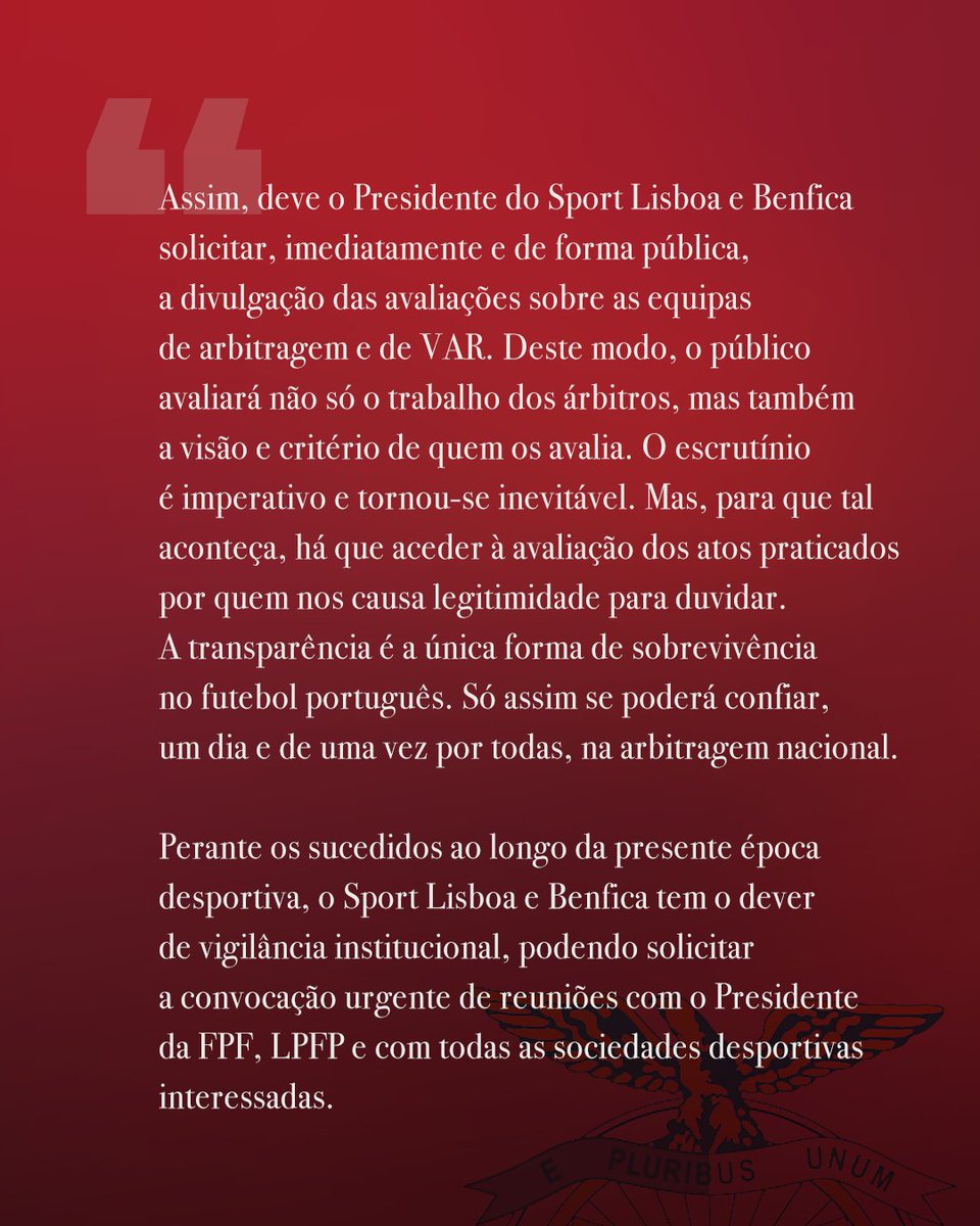 COMUNICADO

"Este domingo volta a ser um momento crucial para apoiar a equipa principal, reforçando a confiança e concentração de energias que esse desafio nos exige a todos." 

João Diogo Manteigas, sócio 12262