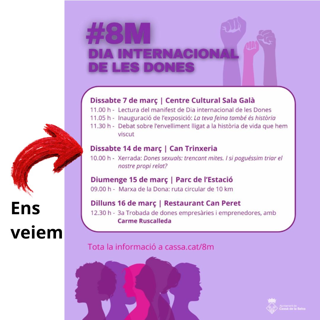 Dones sexuals: trencant mites. I si poguéssim triar el nostre propi relat?
14/3/25 de 10:00 a 12:00 Can Trinxeria  Cassà de al Selva Gratuït