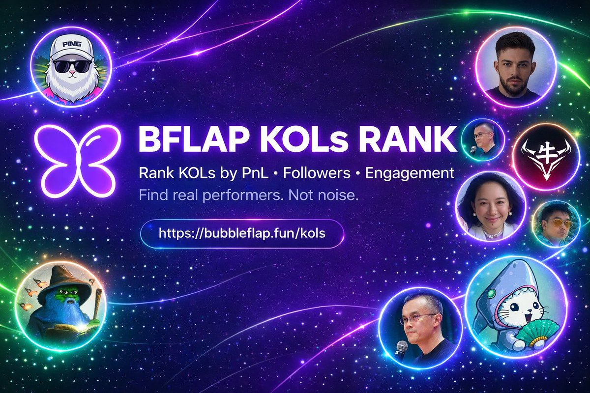 BubbleFlapFun's tweet photo. π¦ BFLAP KOLs RANK. Find your favorite Influencers π«§
Stop guessing. Start tracking real performers.
We rank KOLs based on:
π PnL
π₯ Followers
π¬ Engagement
Find real performers. Not noise.
π https://t.co/NmTSdSk7A7
#BFLAP #BNBChain #CryptoKOL #InfluencerRank #Web3 https://t.co/babRCSL4AB