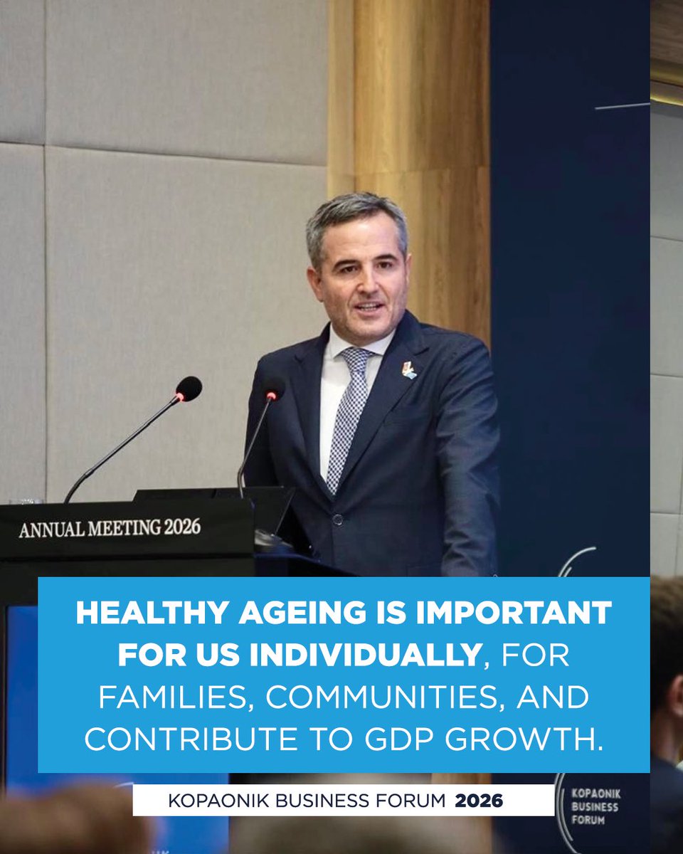 WHOSerbia's tweet image. Healthy ageing is not only a health #priority – it is also a social and economic investment!

At the #KopaonikBusinessForum, we discussed how longer and healthier lives benefit individuals, families, and communities, while also contributing to economic development.