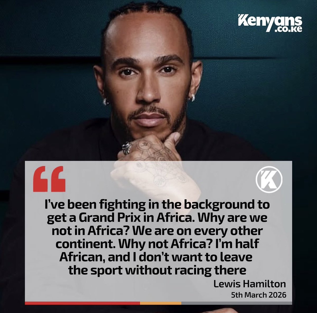 Keep up the good fight ⁦<a href="/LewisHamilton/">Lewis Hamilton</a>⁩! 💪🏾🏁