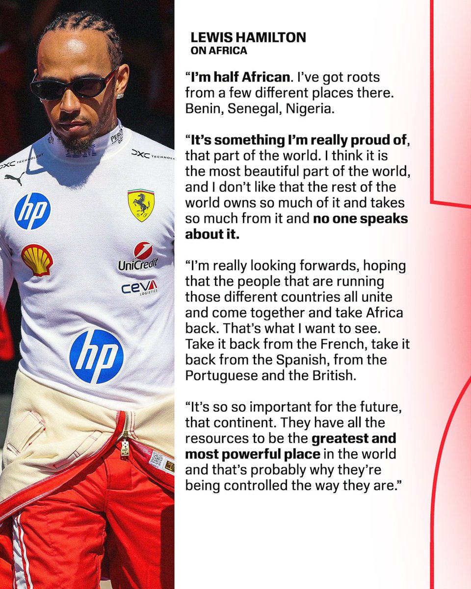 ESPNAfrica's tweet photo. Lewis Hamilton speaking on his African roots 🌍❤️ https://t.co/NPzUAziGxi