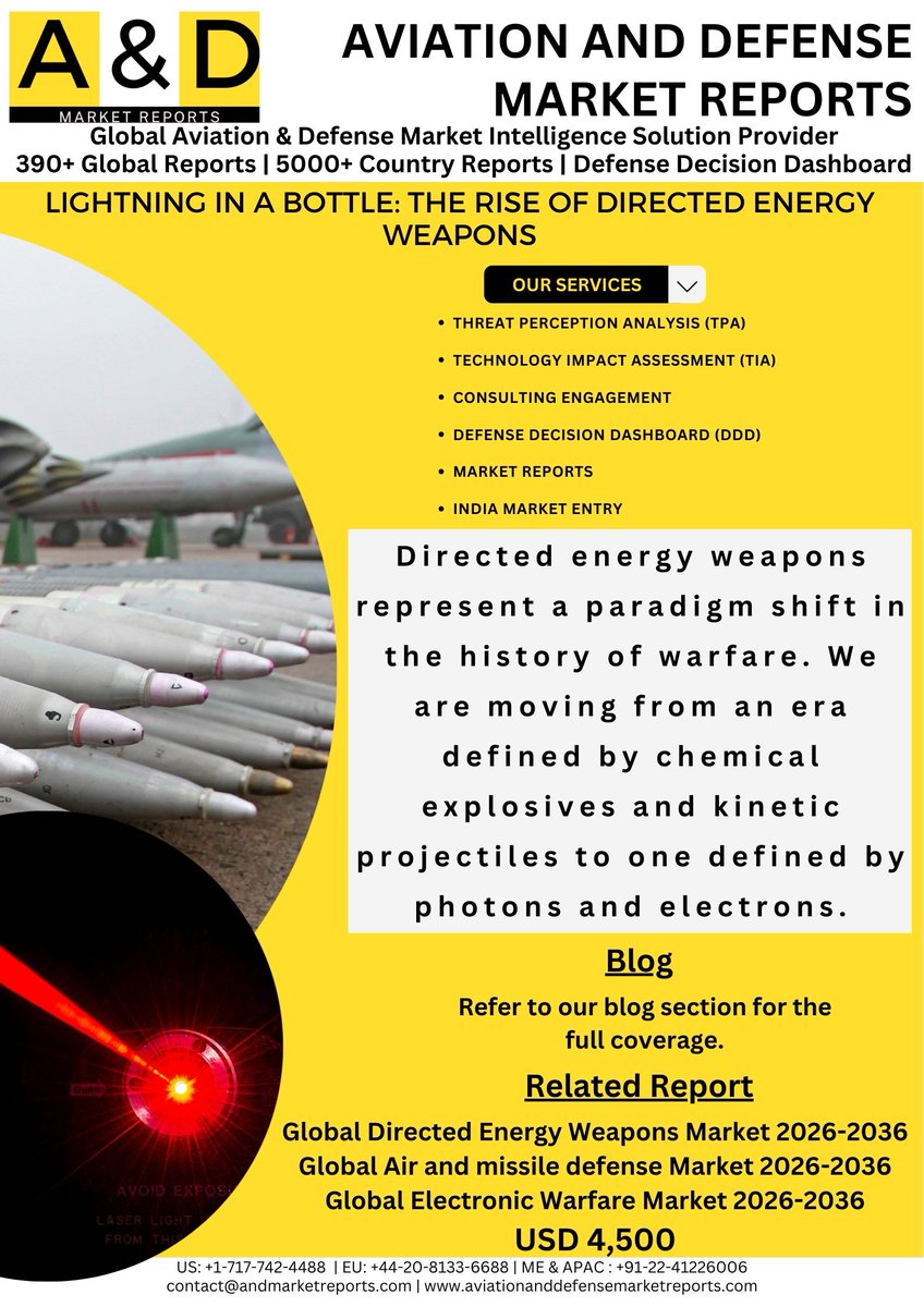 AviationDefens's tweet photo. Moving from chemical explosives to the era of photons and electrons. Directed Energy Weapons are reshaping the battlefield.
Learn more: https://t.co/Kalu99S3jc
#DirectedEnergyWeapons #DEW #MilitaryTech #FutureOfWarfare #DefenseIndustry #GlobalIntelligence #Aerospace https://t.co/wuTbaD8Bxd