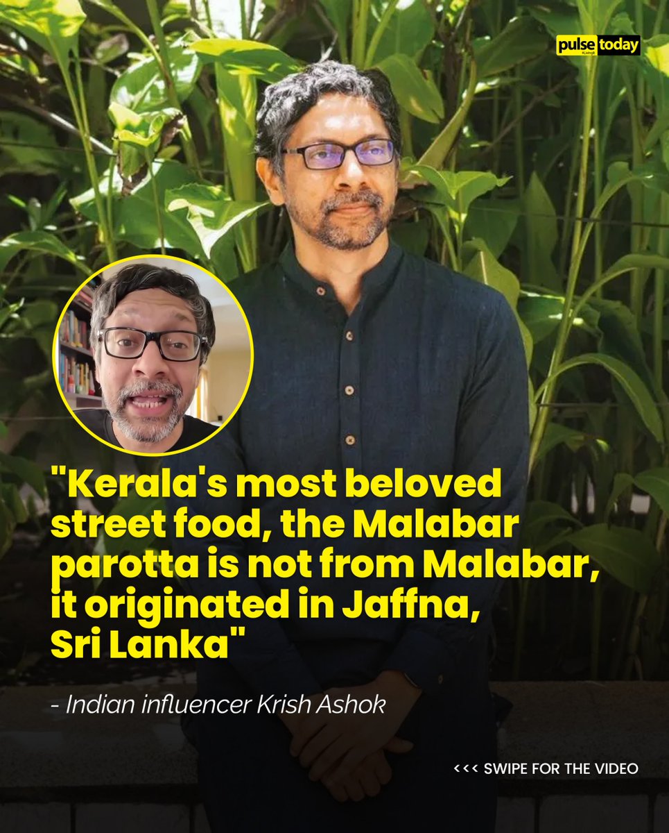 pulse_today's tweet photo. Indian influencer Krish Ashok revealed that Kerala’s famous Malabar parotta did not originate in Malabar, but in Jaffna, northern Sri Lanka.

Read more: https://t.co/re8W27KiqW

#PulseToday #SLNews #SriLanka #lka #jaffna #parotta #tourismsl #visitsl https://t.co/freGunj2jj