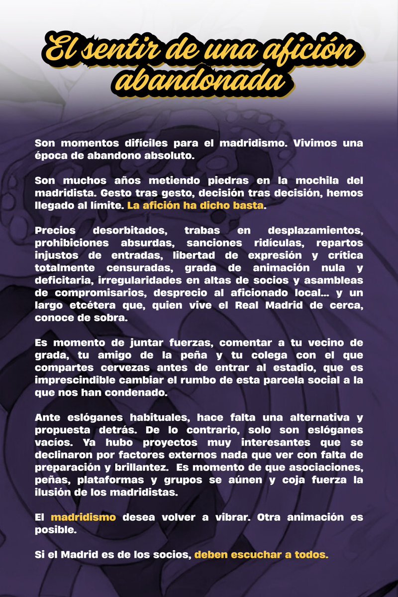 El aficionado del Real Madrid se siente abandonado y necesita un giro para volver a vibrar.

Escucha a tu afición, <a href="/realmadrid/">Real Madrid C.F.</a>.