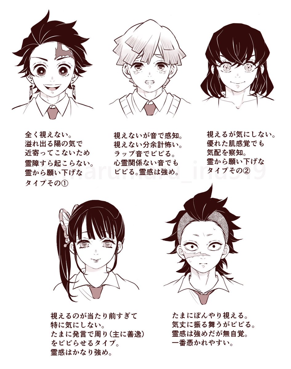 marumaru_inu519's tweet photo. 独断と偏見しかない五感組（心霊編） https://t.co/W2efpv7zIU