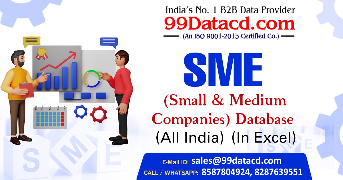 datacdprovider's tweet photo. All India SME Companies Database
Visit: https://t.co/VibxOXS6pB
.
#SmallandMediumEnterprise #SMEcompanieslist #listofSMEs #SMEcompaniesinIndia #99Datacd #SMEIndia #AllIndiaSME #B2BLeads #LeadGeneration https://t.co/1c9jnnXlNB