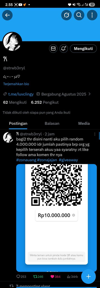 Ach4a_'s tweet photo. @strwb3rryl Udah yaa kakk, semoga aku beruntung dapet thr dari kakak:) https://t.co/D64cXrUG1V