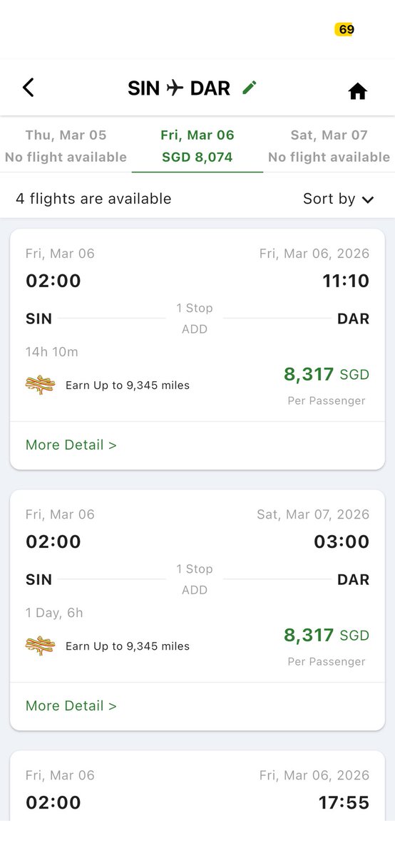 lodivictory's tweet photo. @Brillstz @AviationAll_ @qatarairways Travel to Singapore and make a booking for an Ethiopian airline flight to Dar es Salaam. You can simply find a bus or plane to Singapore then fly from there.  You don’t need a visa to visit Singapore. https://t.co/U5qRIcPeeM