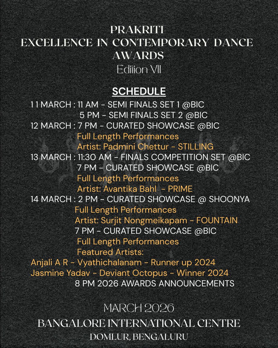 prakritif's tweet photo. Mark your Calendars!!!
We are delighted to present the 7th edition of Prakriti Excellence in Contemporary Dance Awards, with the support of UNIFI Foundation & @ifiofficiel at @bicblr
#PECDA #ContemporaryDance #IndianContemporaryDance https://t.co/jE5tV3TD35