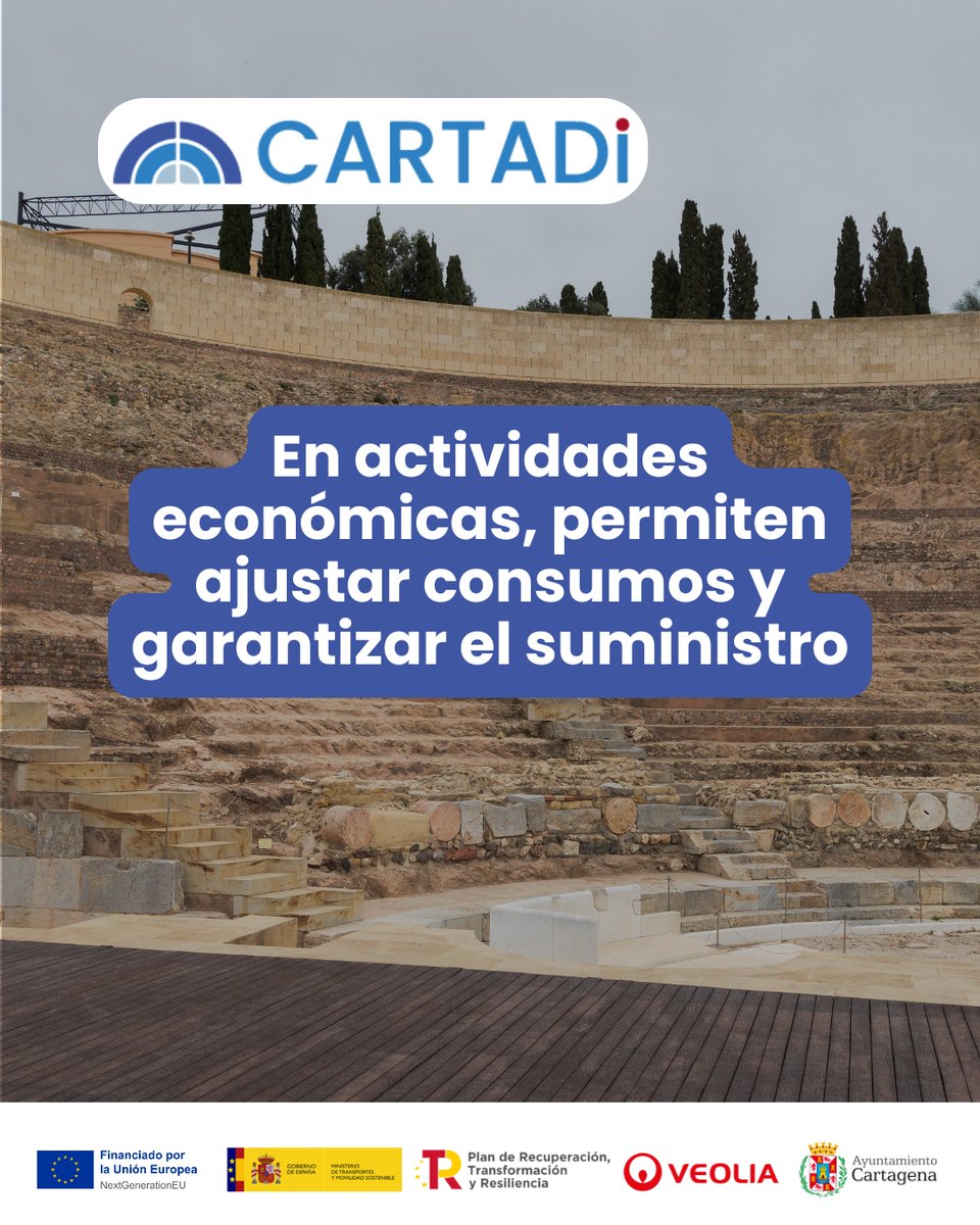 veolia_rmurcia's tweet photo. 💧 El agua en #Cartagena no se usa igual en todos los ámbitos.
📊 Con #CARTADi, los datos permiten conocer mejor los distintos usos del agua y analizarlos de forma conjunta para gestionar el sistema con mayor criterio.
#PERTE_CiclodelAgua #PlandeRecuperación #NextGenerationEU https://t.co/OXYVaxqNDD