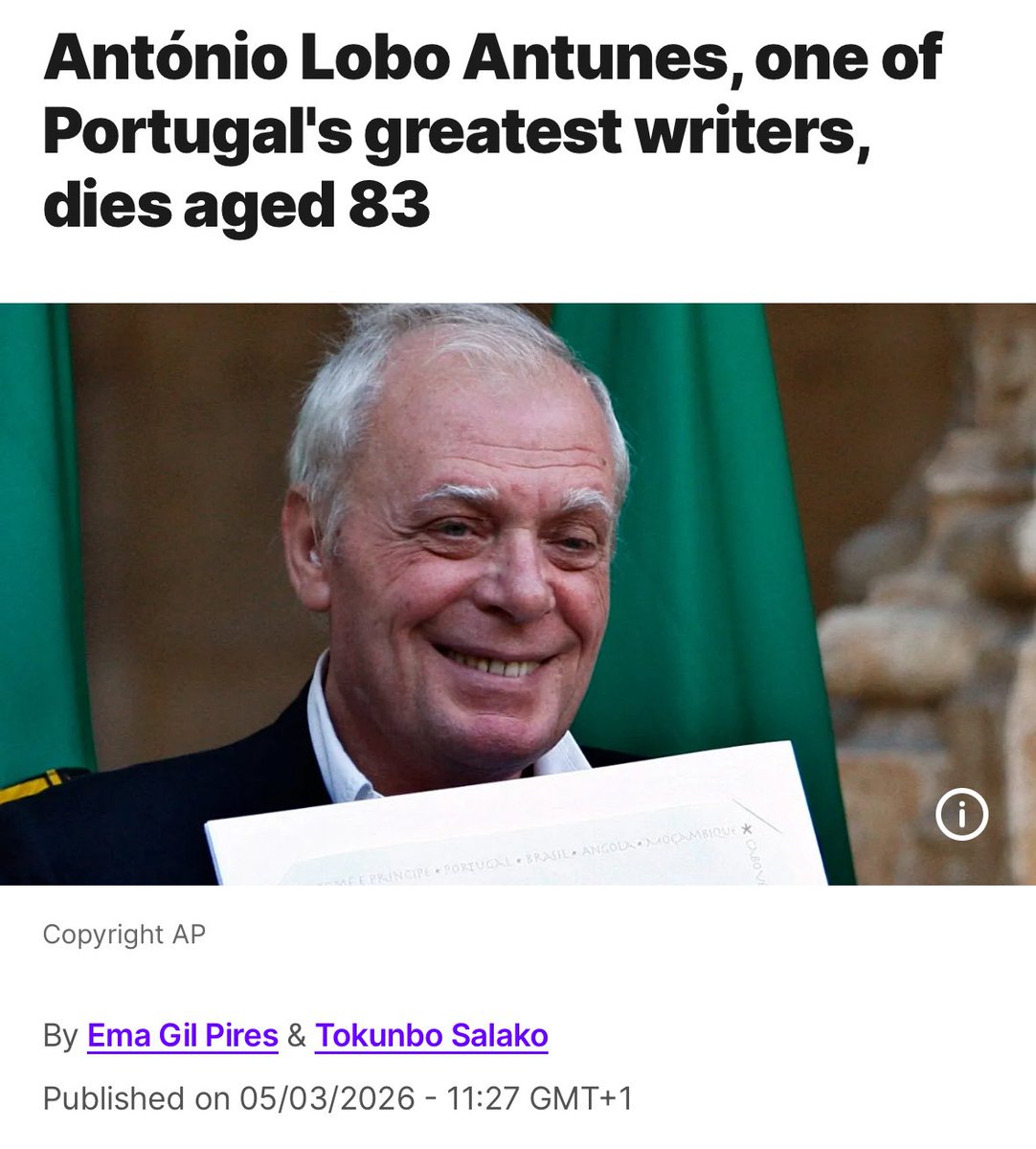 An absolute giant had died. RIP to a true great
