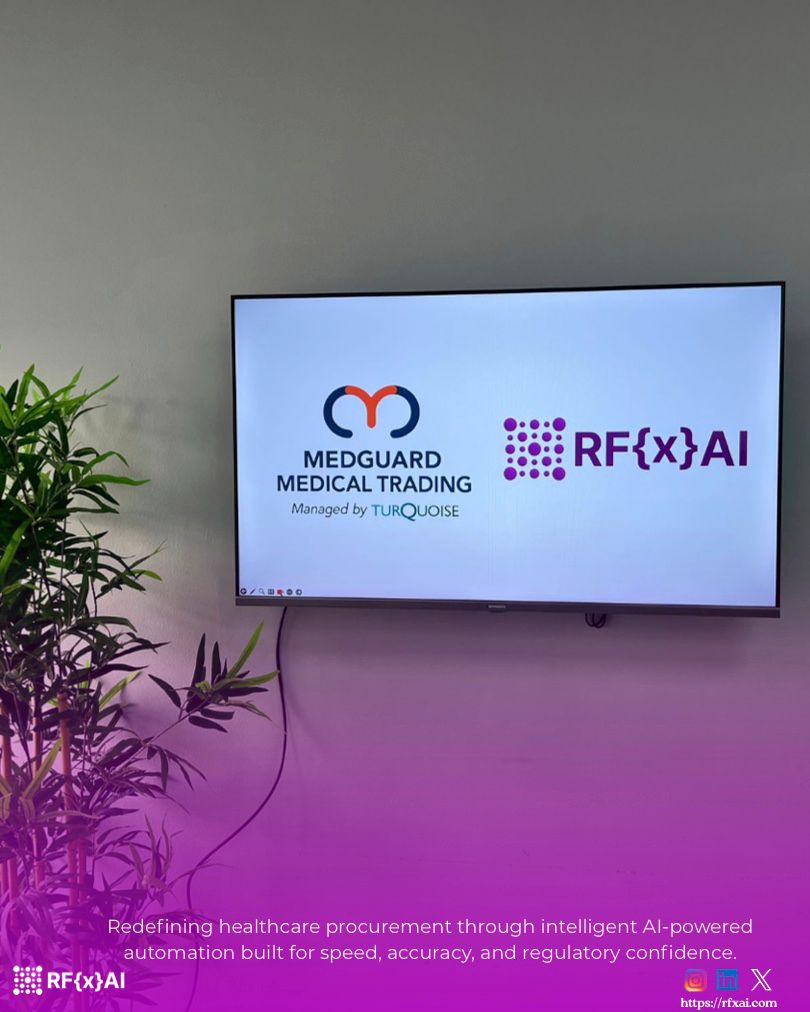 RFxAITech's tweet photo. Excited to partner with MEDGUARD MEDICAL TRADING as an RFXAI customer, bringing AI-powered RFx intelligence to healthcare and MedTech.

 https://t.co/7ziDieAhlG

#HealthTech #MedTech #AI #HealthcareProcurement  #RFXAI #MedGuard https://t.co/Jh6sm3eEnf