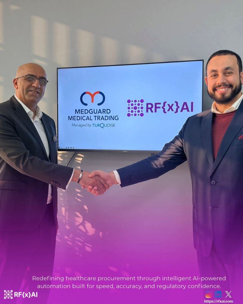 RFxAITech's tweet photo. Excited to partner with MEDGUARD MEDICAL TRADING as an RFXAI customer, bringing AI-powered RFx intelligence to healthcare and MedTech.

 https://t.co/7ziDieAhlG

#HealthTech #MedTech #AI #HealthcareProcurement  #RFXAI #MedGuard https://t.co/Jh6sm3eEnf