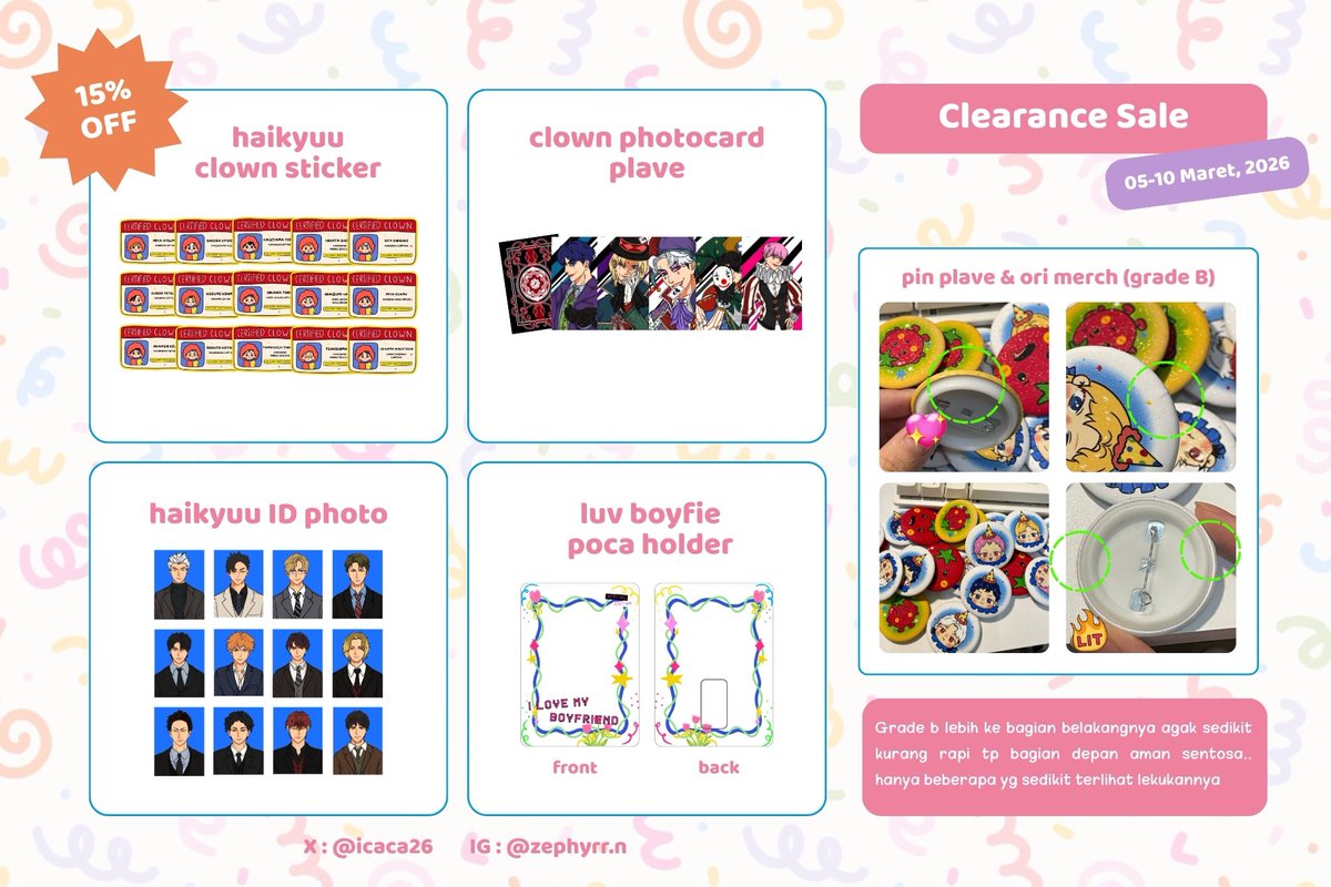 itszephyrrr's tweet photo. [Rts &amp; 🧡 appreciated]

<CLEARANCE SALE 15% OFF>
🗓️ periode: 5 - 10 maret 
🍊: https://t.co/lTUZ18mORu
CO via 🍊 only 

yang borong nanti ku kasih bonus item seharga 30k  ദ്ദി ˉ͈̀꒳ˉ͈́ )

#PLAVE #haikyuu #originalmerch #zonauangᅠ https://t.co/QPPQh9R4sT