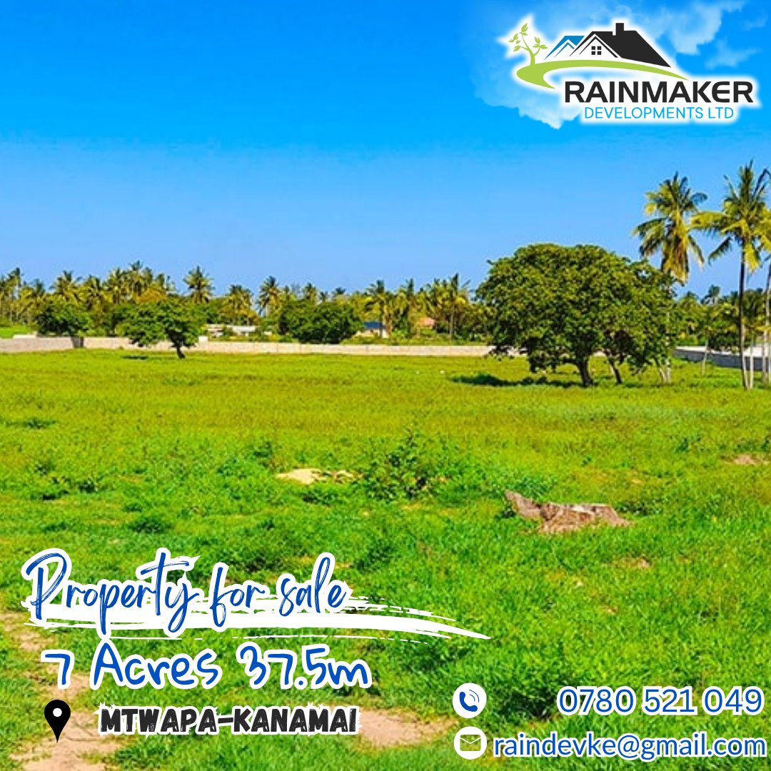 KeRainmaker's tweet photo. 📍Prime 7-Acres Land for Sale—Mtwapa Kanamai
(KES 37.5M)

Ideal for subdivision or development
Easily accessible location
Close to social amenities
Water and electricity are available on site. 
Surrounded by a secure perimeter wall with dual gate access.
📞0780521049 https://t.co/REJA567Hgo