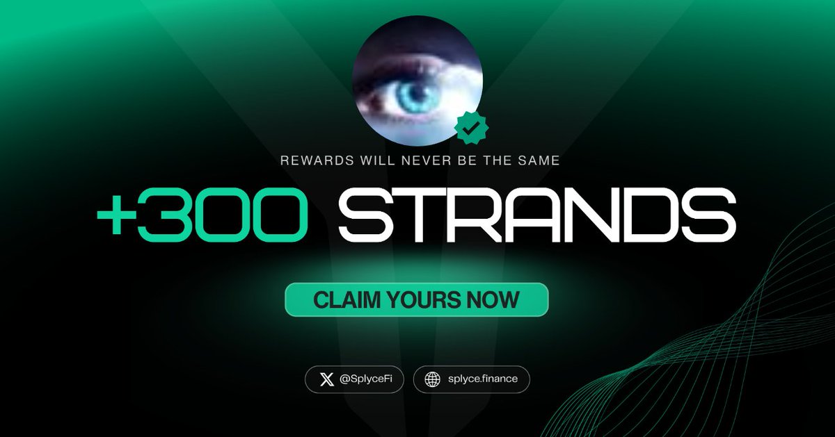 300 Strands claimed. 

Real-world yield is coming to Solana with <a href="/SplyceFi/">Splyce Finance</a> 

Feels good to be early.

Your turn: solana.splyce.finance/rewards?ref=1c…