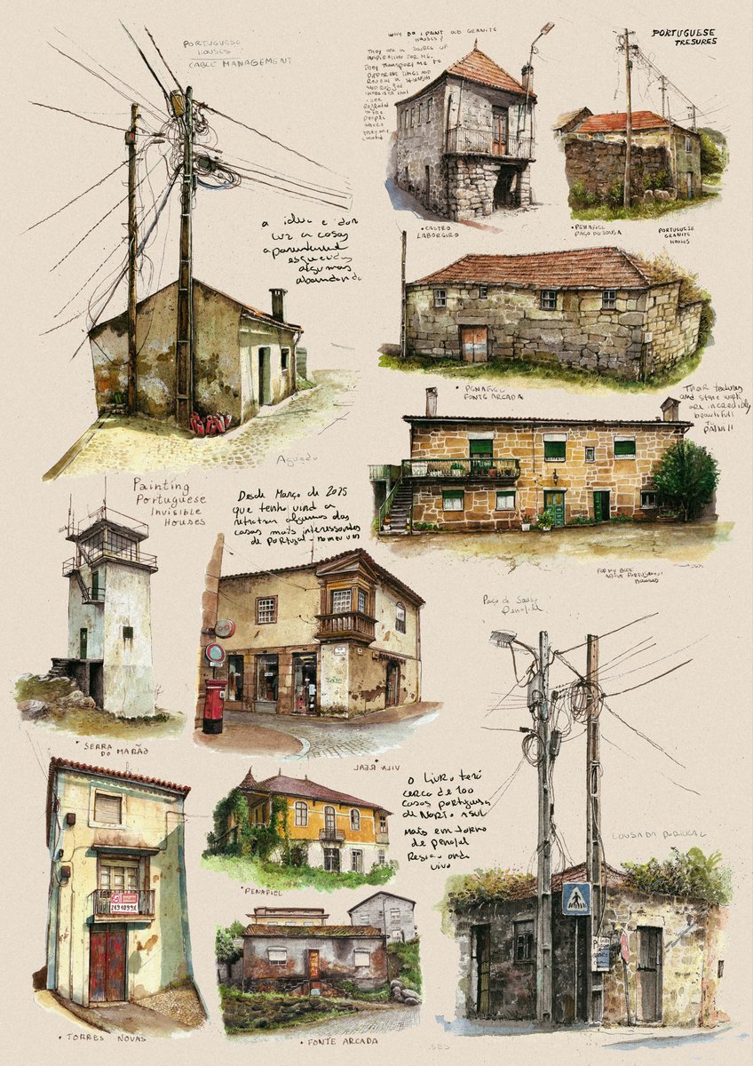 _Francis_co_Art's tweet photo. Portuguese treasures in watercolor 
For my book about Portuguese invisible houses https://t.co/wV4glfd8IB