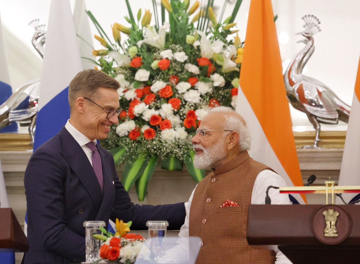 India is delighted to welcome President Stubb of Finland. It is equally gladdening that he is the Chief Guest at this year’s Raisina Dialogue. Our talks today were wide-ranging. We discussed the strong potential in trade and commerce, especially after the India-EU Free Trade