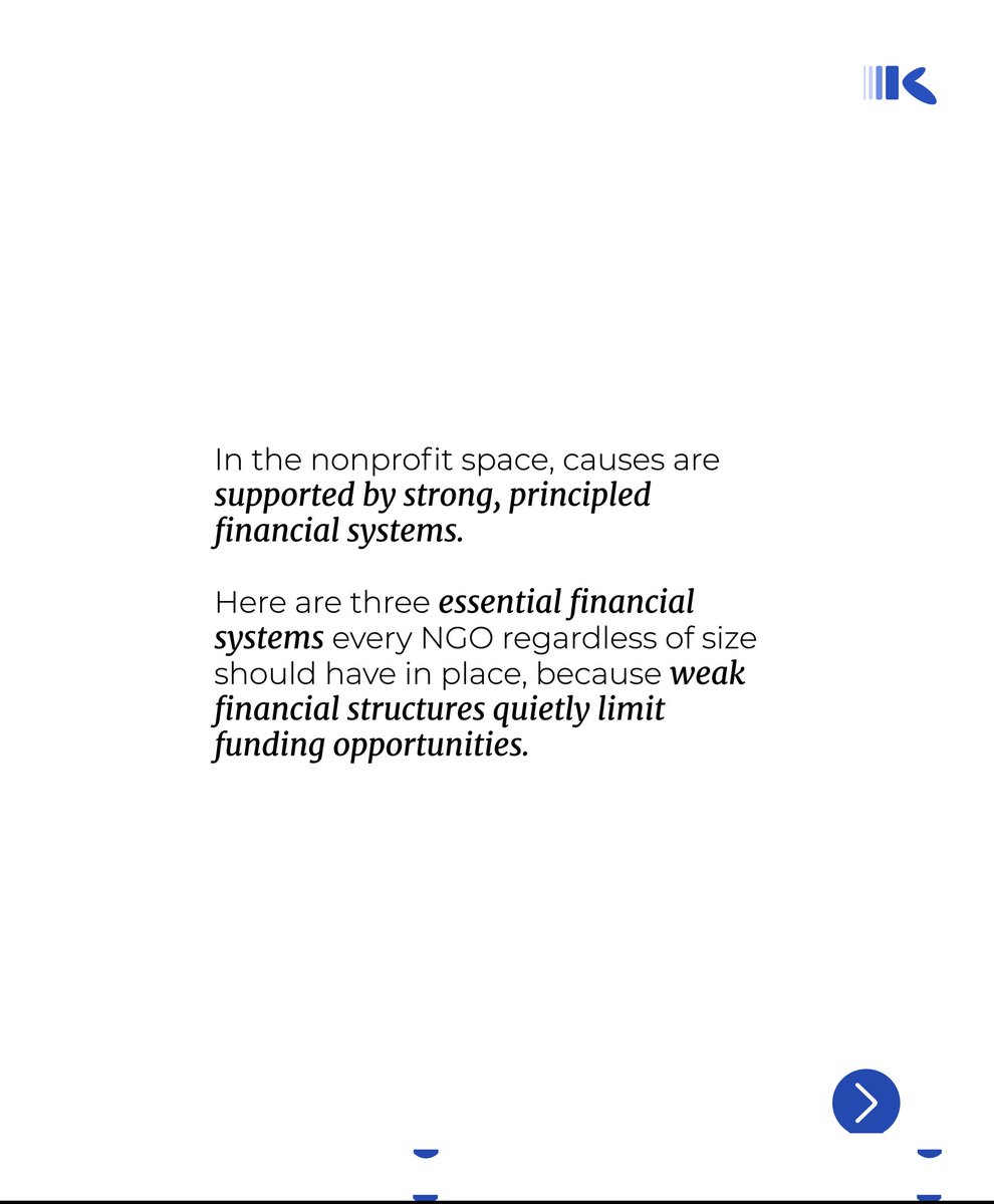 kryventafrika's tweet photo. Most nonprofits fail because no system was built behind it.

Here are 3 financial systems every NGO needs regardless of size. 
A thread: https://t.co/DBo0LcG8yE