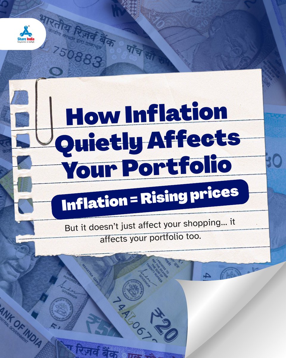 shareindiasec's tweet image. Inflation doesn’t knock. It slowly eats into your returns while you’re busy tracking profits.
Is your portfolio actually growing… or just keeping up?

#Inflation #PortfolioManagement #FinancialAwareness #ShareIndia #ShareIndiaResearch