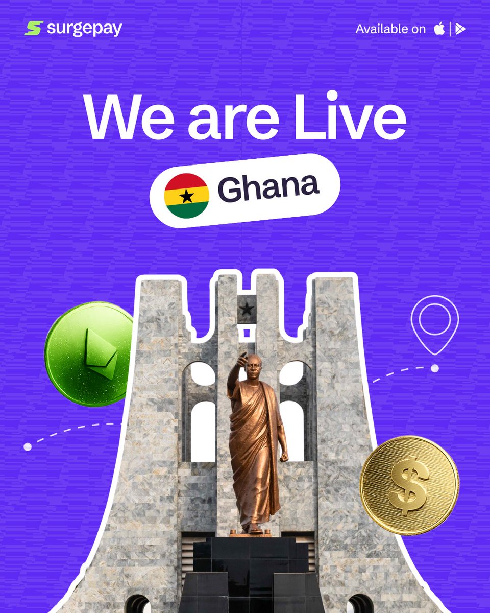 surgepay_io's tweet photo. AKWABA 👋
We are LIVE in Ghana 🇬🇭🇬🇭🇬🇭🇬🇭

With SurgePay, send money across Africa, the USA and over 10+ countries.
SurgePay —> your money, your rules.
FX made simple, fast, and fair.
Money Should Just Work. https://t.co/R4OBBCKGBx
