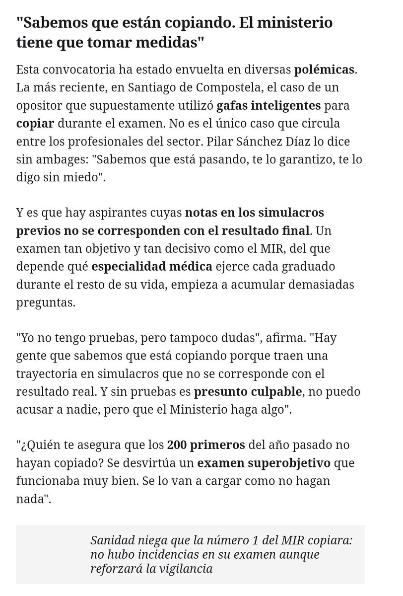 mir64_'s tweet photo. El equipo de CTO ha dicho esto al periódico El Español sobre las trampas en el MIR. https://t.co/rYmaFLVS6n