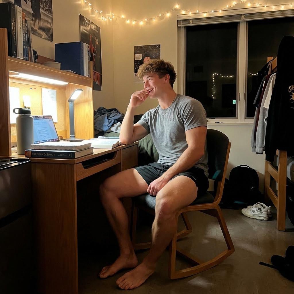 BarefootMales's tweet photo. Young man sitting at his computer, barefoot and in shorts. He's got lovely looking feet and legs, but his feet are the icing on the cake. Absolutely lovely! 😋 And some people say men don't have nice feet? 😒 https://t.co/B3wMquhzJT