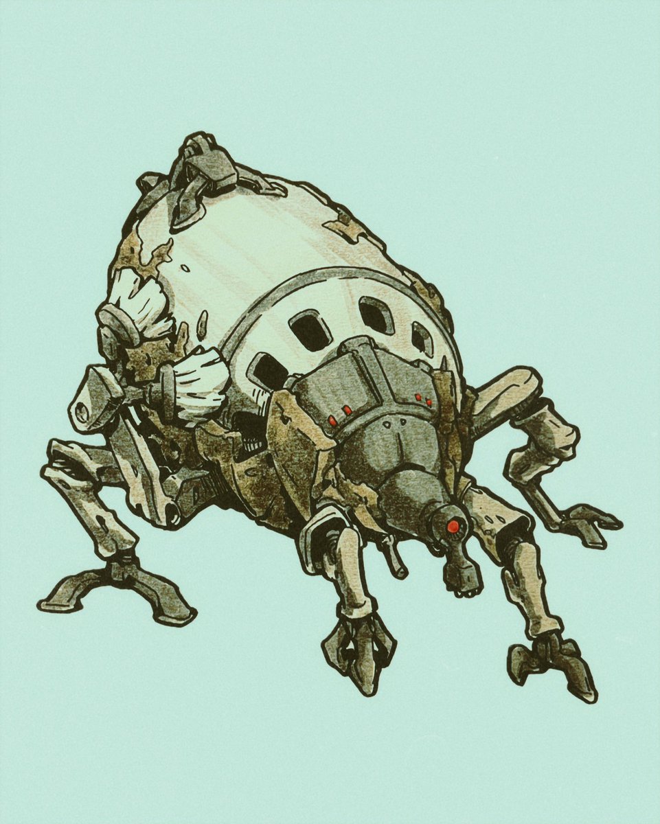 TezeeArt's tweet image. First I have no time to shot em, then I have no time to post em… Thnx god I just have time to draw em! 🥲🤌🏻
#MarchOfRobots2026 lads, #refresh 
#traditionalart #sketch with a drop of filter. Bio/chemicals carrier with self cleaning function #Robot