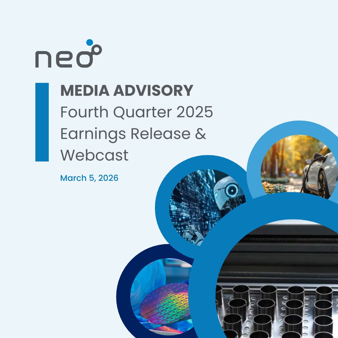 neo_materials's tweet photo. $NEO.TO will report Q4 &amp; full-year 2025 financial results before the Toronto market opens on March 19, 2026. Join our conference call &amp; webcast at 10 AM ET for insights! 

🔗 https://t.co/KQhSJNEYgp

#NeoPerformanceMaterials #CriticalMinerals #RareEarths #CapitalMarkets #Earnings https://t.co/SsBq0wThOd