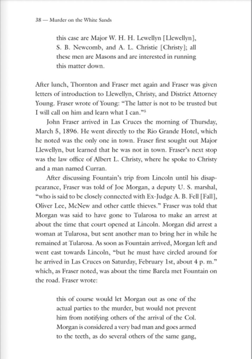 CoreyRecko's tweet photo. On March 5, 1896, Pinkerton operative John C. Fraser arrived in Las Cruces to investigate the disappearance of Albert Fountain and his 8-year-old son Henry.

Pages from Murder on the White Sands: The Disappearance of Albert and Henry Fountain.

https://t.co/y109SxbiI9 https://t.co/LhxmxINqj9