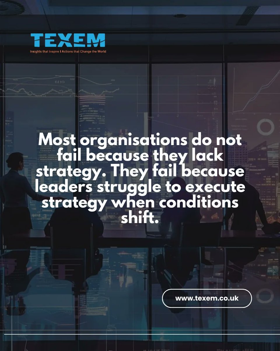 Texem_UK's tweet photo. Plans look strong in stable conditions. Leadership is tested when markets shift, assumptions crack, and timing tightens. Execution in uncertainty, that’s the real differentiator.
Get shaped: https://t.co/mWgIH8HtMV
#StrategyandExecution
#LeadershipRedefined https://t.co/1YsPjKqwh6