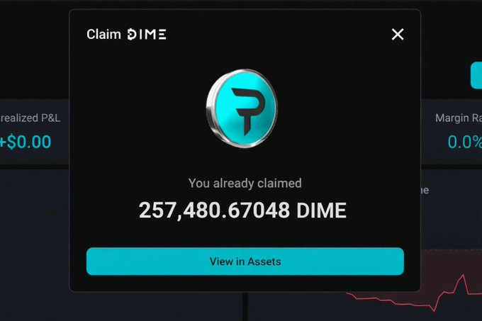 AlMaheer511's tweet photo. $DIME airdrop and trading has begun on Paradex!

1 point = 90 $DIME tokens

How to claim:
→ Visit https://t.co/mx6zt5ha5V → Connect the wallet you used for trading
→ Check "Assets" in Portfolio
→ You can claim your $DIME airdrop https://t.co/WPFzVa3vLy