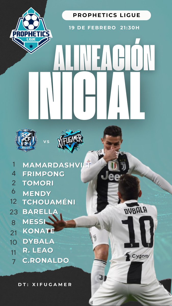 Ya tenemos alineación para el partido de <a href="/PropheticsLigue/">Prophetics Ligue</a> contra <a href="/robersauracf/">RoberSaura CF</a> a las 16:00h