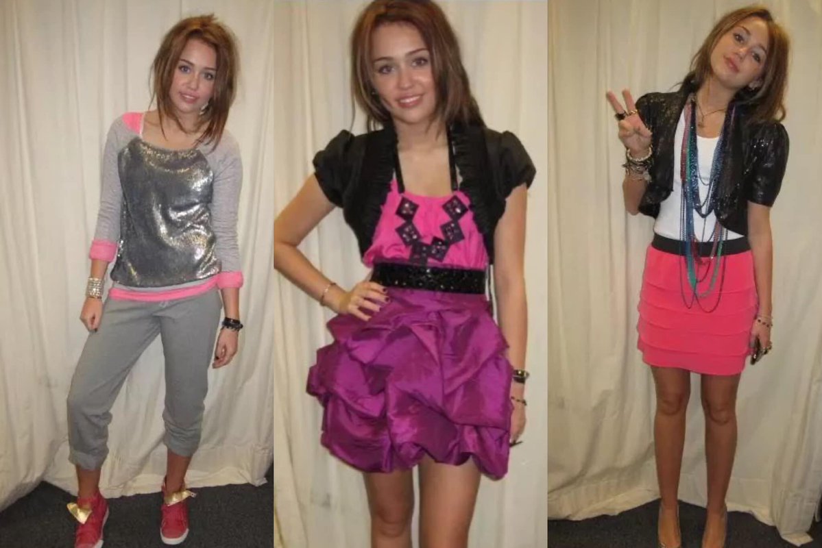 mcyrusart's tweet image. A Miley Cyrus trying on outfits for the fourth and final season of Hannah Montana will always seem really sweet to me. Miley was growing up and beginning to find her own artistic identity, yet she still treated the character with care and professionalism 💖