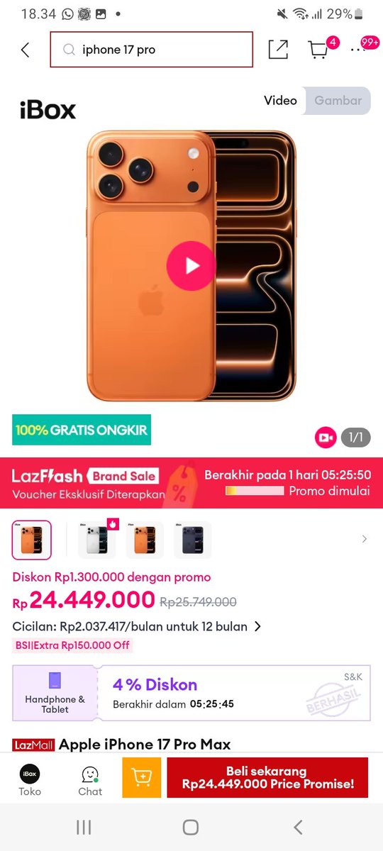 Niatnya cuma liat-liat, malah nemu IPhone 17 Diskon di Lazada 3.3 Ramadan Mega Sale. Diskon 12% s.d 1,5 juta bikin pengen checkout sekarang.
lazada.co.id/products/pdp-i…