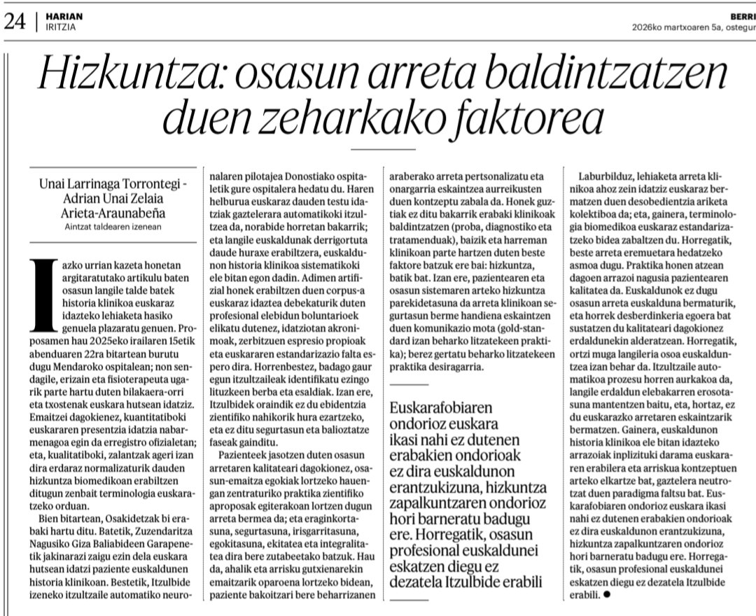 Hizkuntza: osasun arretan gertatzen diren prozesuak baldintzatzen dituen zeharkako faktorea berria.eus/iritzia/artiku… by <a href="/aintzat1/">aintzat</a> via <a href="/berria/">Berria.eus</a> | #HizkuntzaEskubideak | #Osakiratsa