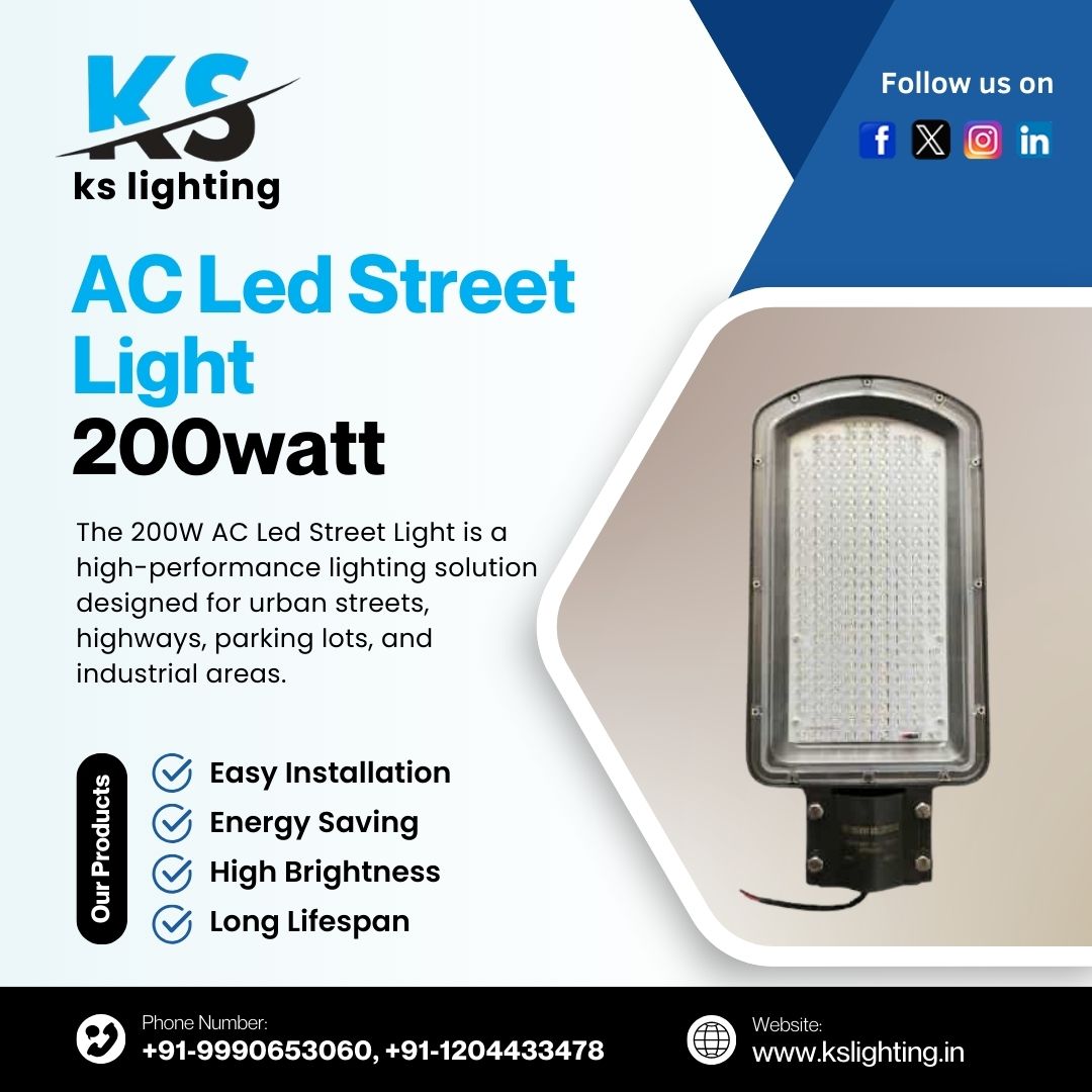 kslighting7's tweet image. Boost your street lighting with the powerful 200W AC LED Street Light from KS Lighting.

#KSLighting #LEDStreetLight #200WLED #StreetLighting #EnergyEfficient #SmartLighting #OutdoorLighting #HighBrightness #IndustrialLighting #UrbanLighting #LEDLighting #MakeInIndia