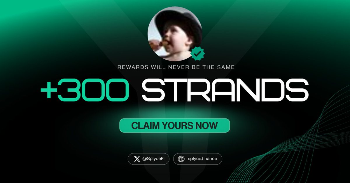 300 Strands claimed. 

Real-world yield is coming to Solana with <a href="/SplyceFi/">Splyce Finance</a> 

Feels good to be early.

Your turn: solana.splyce.finance/rewards?ref=4e…