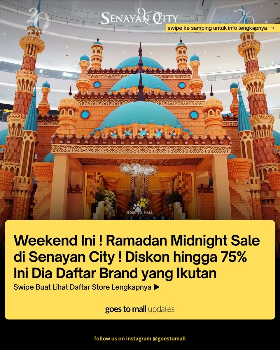 katalogpromosi's tweet image. Ramadan Midnight Shopping di Senayan City 🌙 
Diskon tenant sampai 75%, plus Sacred Night Serenade bareng Juicy Luicy, Rewind, dan Kahitna.

Cek daftar brand lengkapnya di sini 👉 katalogpromosi.com/senayan-city-f…
#SenayanCity #MidnightShopping #RamadanEvent