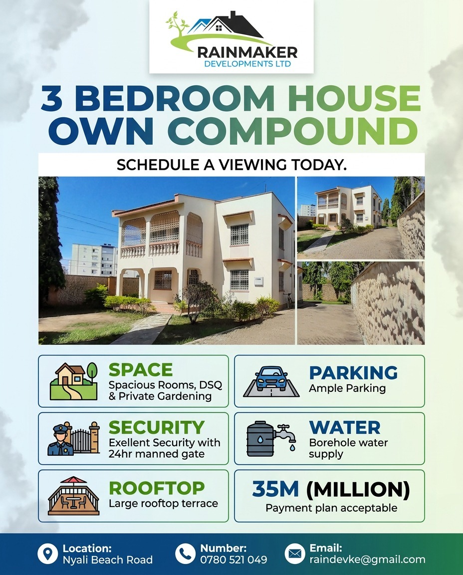 KeRainmaker's tweet photo. Own Your Dream Home in Nyali!
Size: 50 by 100 
💰       KES 35M)

Prime and secure location
Spacious and comfortable living
Home near the beach
Luxury Coastal living starts here. 🔥

📞 Call 0780521049 https://t.co/GmvtejQa55