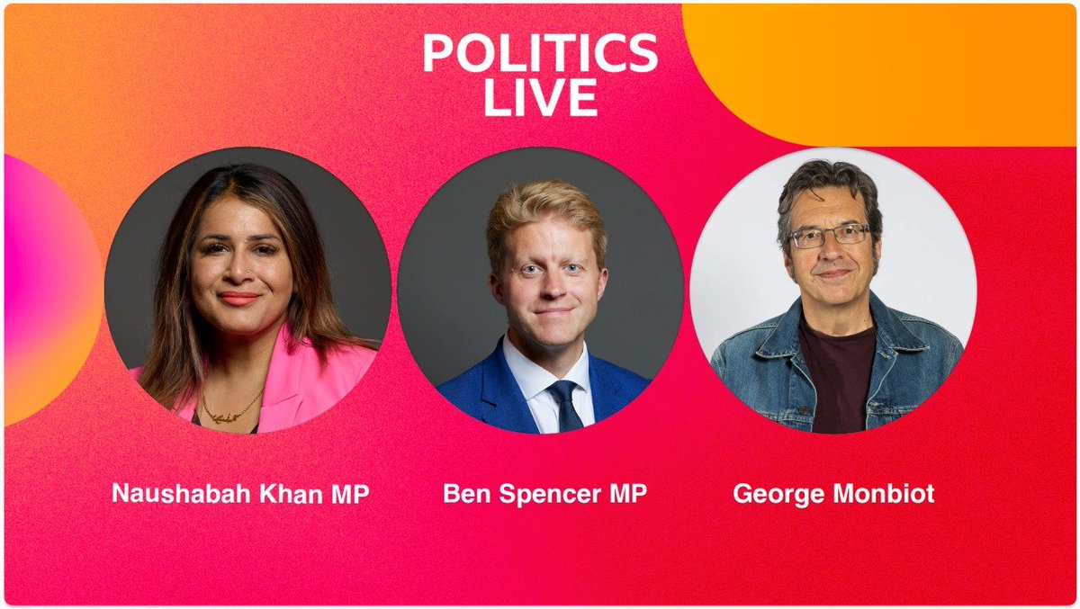 BBCPolitics's tweet photo. On Thursday's #PoliticsLive

Naushabah Khan MP, Labour
Ben Spencer MP, Conservative 
George Monbiot, Guardian Columnist 

Now on BBC Two https://t.co/eIYEhdxJF0 https://t.co/RGGrrY0FYy