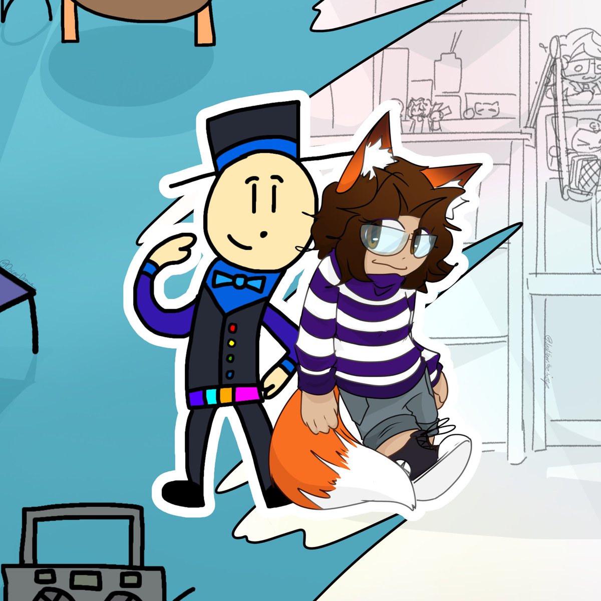 Btw the short album is out now so go stream it!!! And here is the full album cover me and fear drew for it. (Guess you could say we did an art collab lol) 

open.spotify.com/album/16Bq415G…