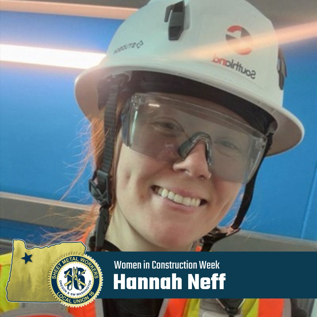 SMARTLocal16's tweet photo. @SMARTLocal16 is proud to highlight Hannah Neff. Join us in celebrating Hannah and the incredible women helping build the future of our industry.

https://t.co/Vtm5XFRrUm

#womeninconstruction #unionstrong #sheetmetal #tinbender #smartunion #smartnwrc #smartlocal16 #smw16 https://t.co/bQk3gz8Cdw