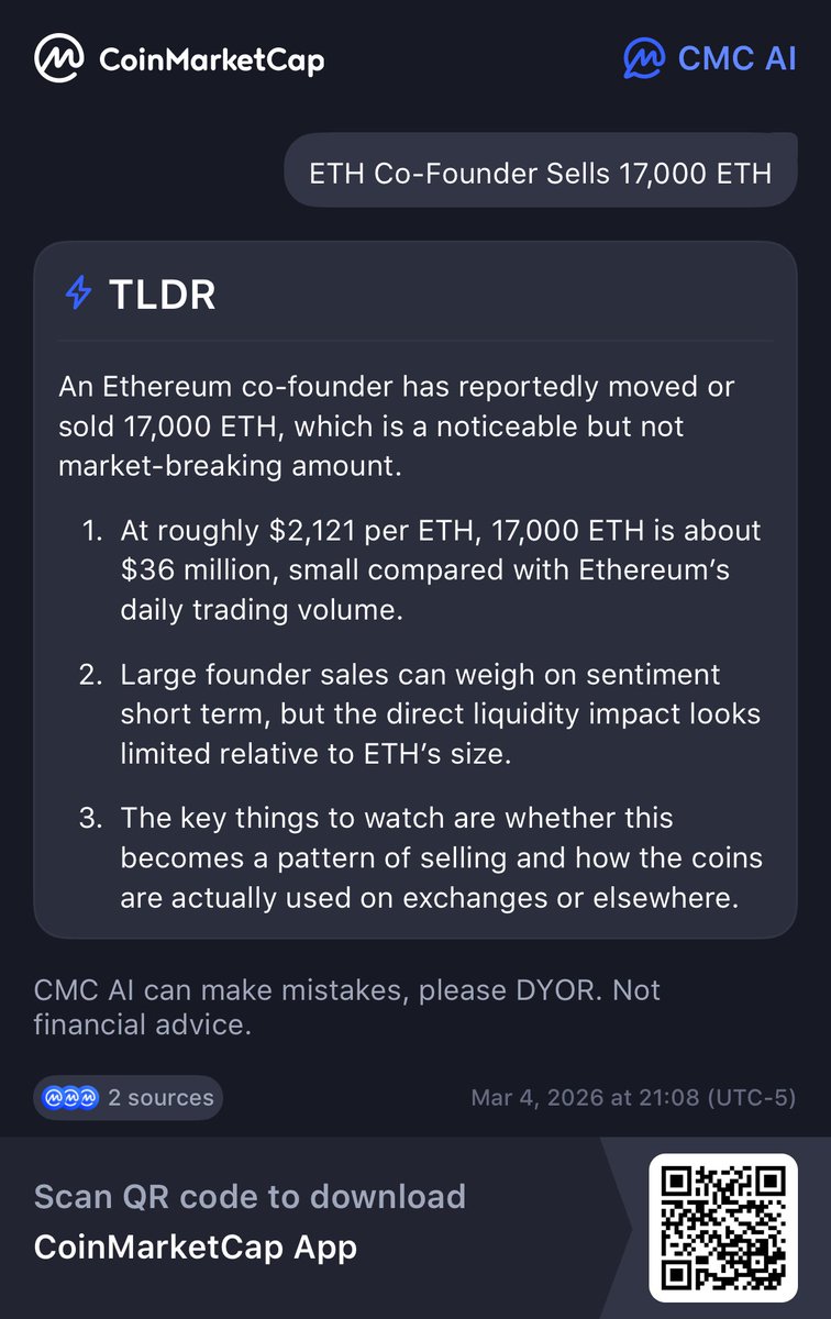 Again?
#ETH Co-Founder Sells 17,000 ETH
