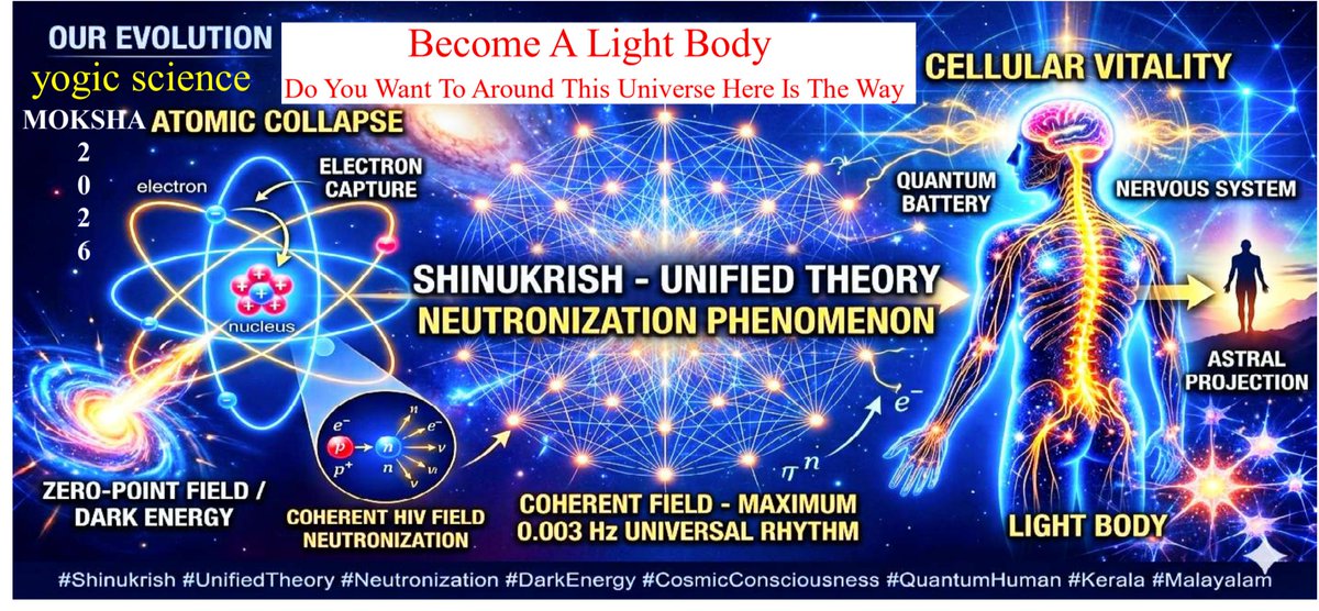 KSanadhana98329's tweet photo. 🇮🇳The next stage of human evolution.
> #QuantumEvolution #LightBody #ScienceAndSpirituality
> We are not just a lump of meat, we are a Quantum Battery🔋
@ShashiTharoor @narendramodi @elonmusk @CMOKerala @KeralaGovernor @SadhguruJV @isro @anandmahindra @neiltyson @NassimHaramein https://t.co/tDoPqLak5B