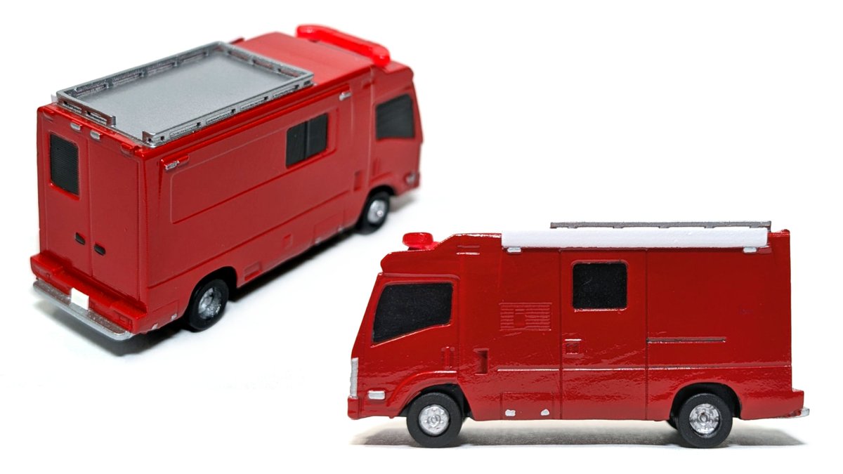 UTOPIA_ARSENAL's tweet photo. 本日導入
1/150　ONLY RED
指揮車・水槽付きポンプ車
平島市消防局

ONLY REDさんのキットを素組み
横浜消防のトライハート指揮車と東消の2t水槽付きがモデルですね
これぞ消防車というスタンダードなカッコよさ

依頼品として制作したこちらの2台は平島市消防局に納入されます！

#144スケモ
#ONLYRED https://t.co/dVOQ8nDAT0