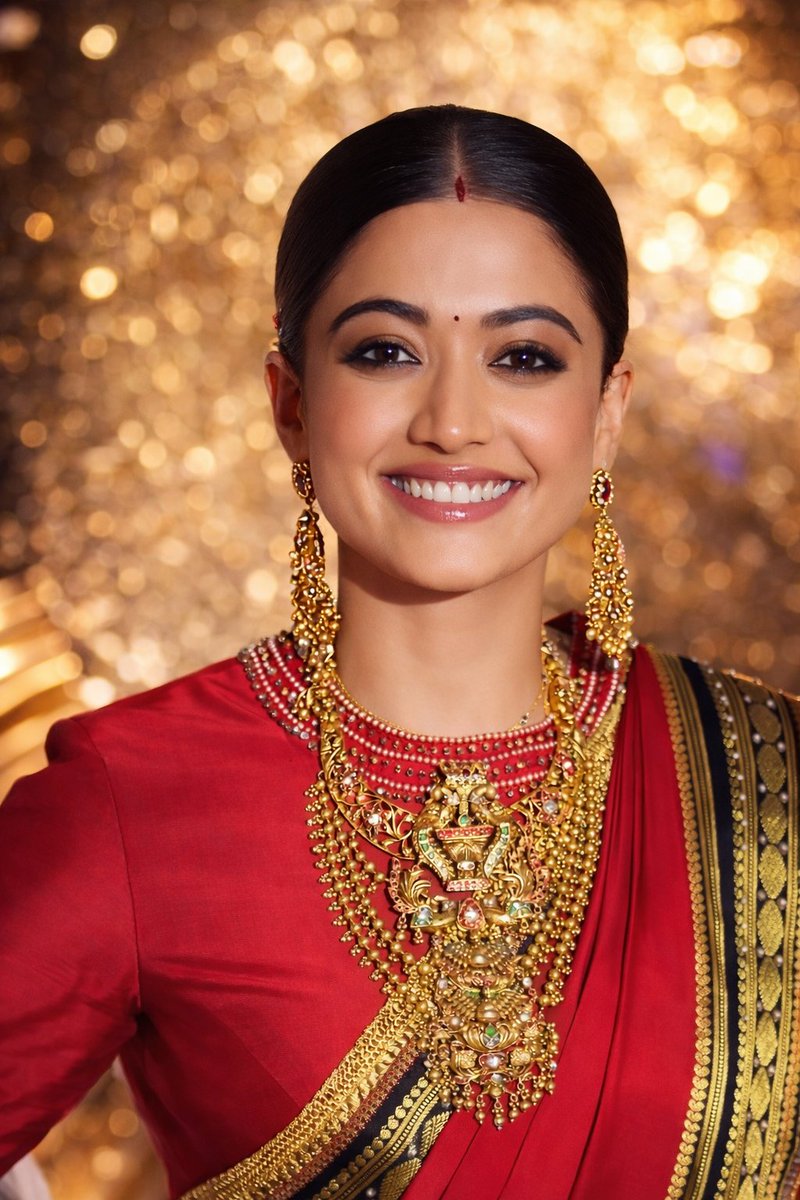 Her Red Saree and confident glow speak of grace and power 🌺
Every smile reflects beauty and timeless tradition 💖
<a href="/iamRashmika/">Rashmika Mandanna</a> 
#RashmikaMandanna